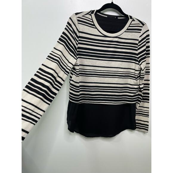 Apt 9 Striped Long Sleeve Crew Neck Layered Tunic Blouse Black Light Grey Size L - Picture 4 of 10